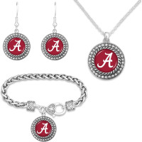 Game Day Outfitters NCAA 3-Piece Jewelry Set - Necklace, Bracelet, Earrings with NCAA Emblem Pendant & Bling Rhinestones