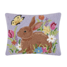 Peking Handicraft Lavender Bunny Poly Fill Hook Pillow 14 x 18"
