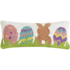 Peking Handicraft Bunny with Eggs Hook Pillow 5" x 12"