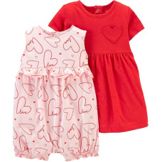 Carter's Baby Girls 2-Piece Dress & Romper Set Red/Heart