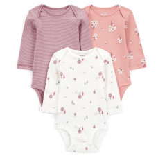 Carter's Baby Girl 3-Pack Long Sleeve Bodysuits