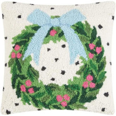 Peking Handicraft Hooked Wool Wreath Pillow  14'' H X 14'' W